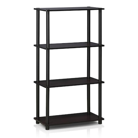 Furinno Furinno 99557DWN Turn-N-Tube 4-Tier Multipurpose Shelf Display Rack; Dark Walnut 99557DWN